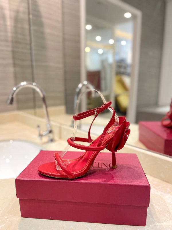 VLTN 26s Atelier Rose Sandals Red Leather 985380