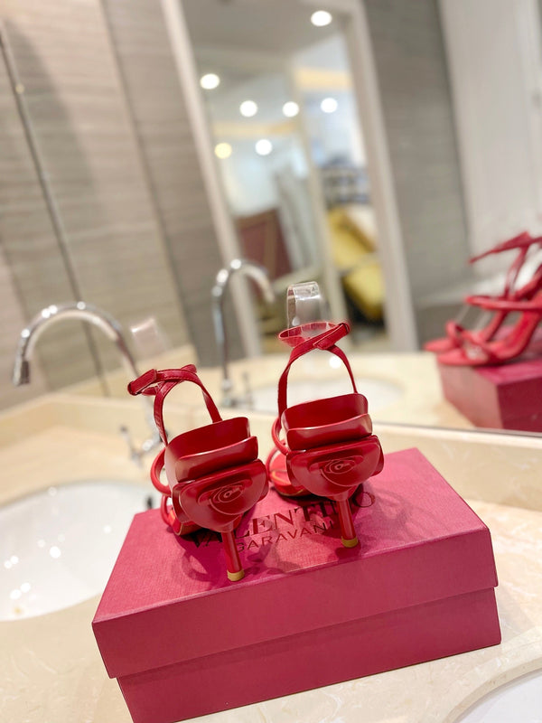 VLTN 26s Atelier Rose Sandals Red Leather 985380