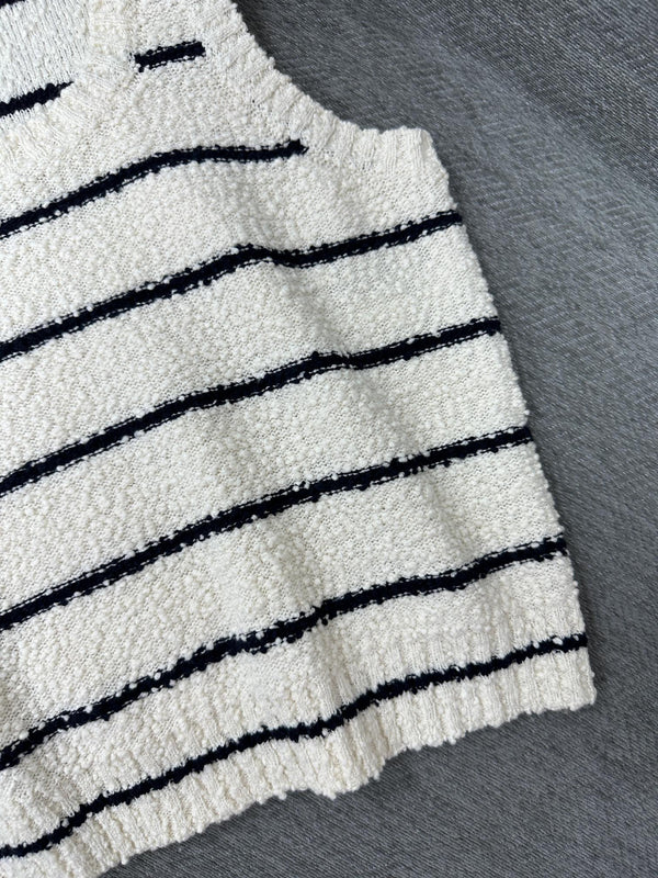 CD Marinière Twinset Striped Vest Black White Cotton Wool 345340