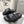 SLIDE SANDALS IN BLACK NYLON AND RUBBER WHITE PRINT