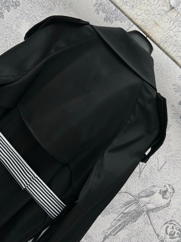 CD 25 Long Coat Black White Polyester