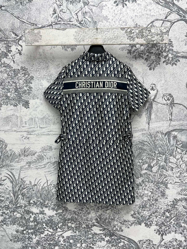 CD 25 Short Sleeve Dress Black Beige Polyester