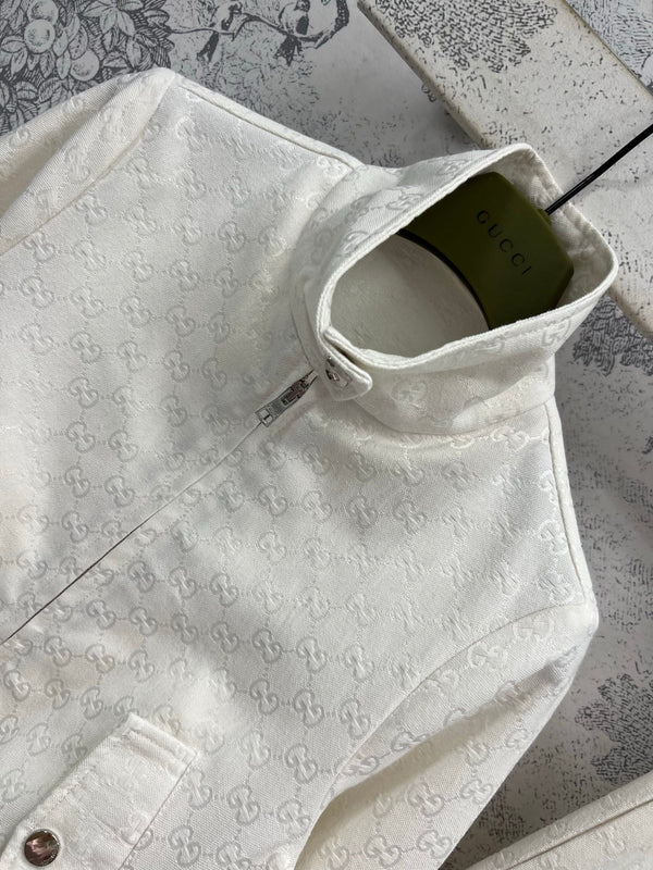 Gucci 25 Double G Denim Suit White Cotton