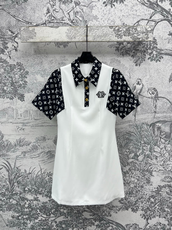 LV Classic L's Money Letter Print White Black Polyester