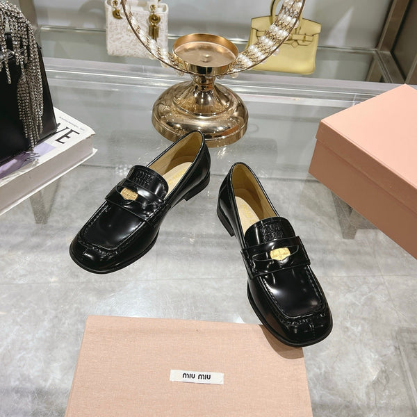 Miu 25C Loafers Black Patent Cowhide 235299