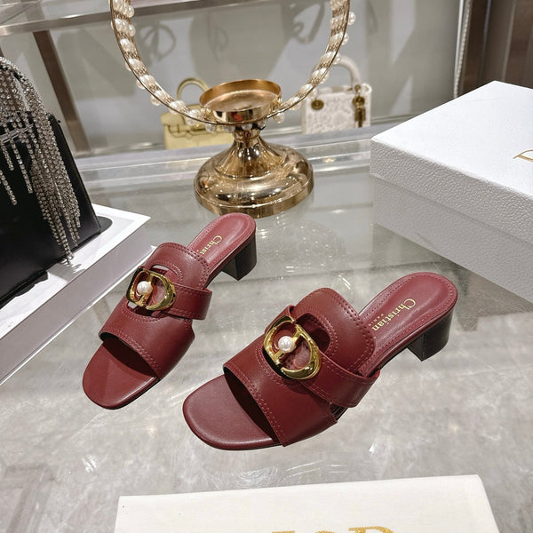 CD 26 Chunky Heel Sandals 35mm Burgundy Leather 592268