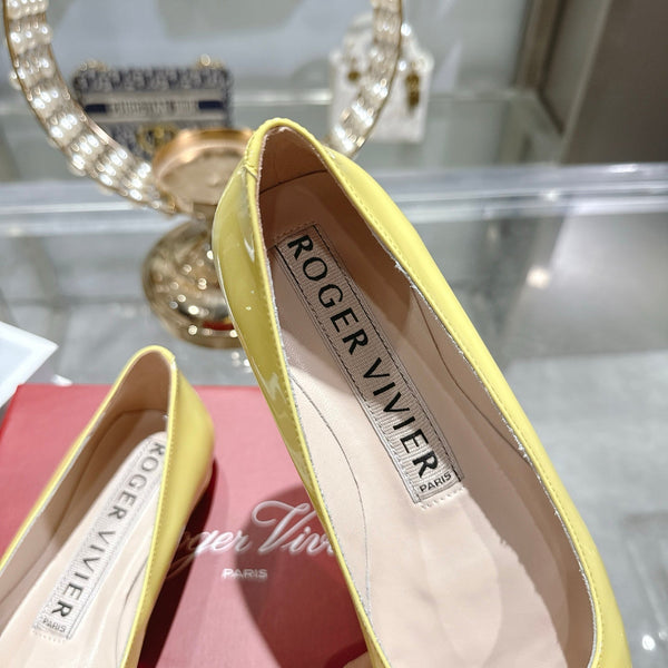 Roger Vivier 26s U Look Ballet Flat Yellow Leather 679806