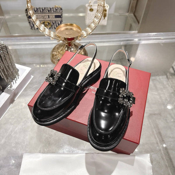 Roger Vivier 26s Viv' Ranger Half Loafer Black Patent Leather 679811