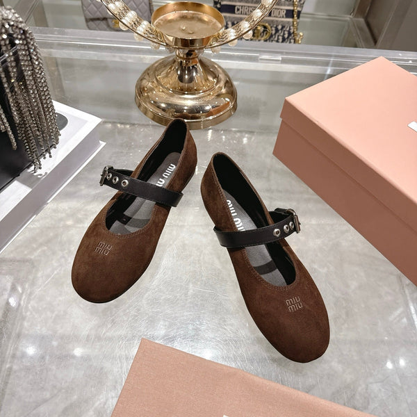 Miu 26s Ballerinas Chocolate Suede 679781