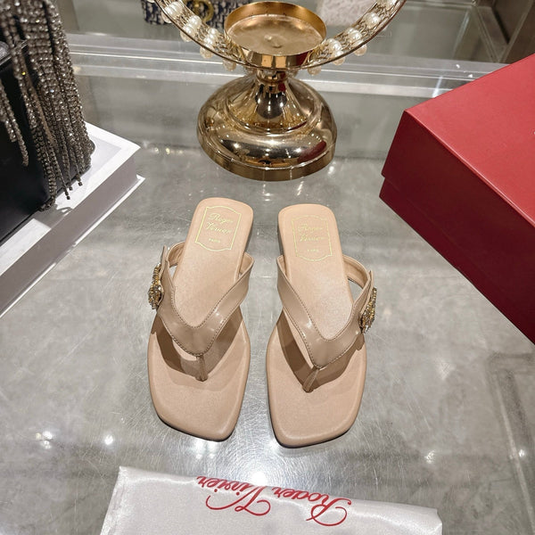 Roger Vivier 26s Thong Beige Cowhide 679814
