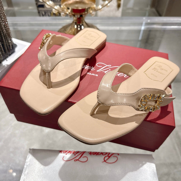 Roger Vivier 26s Thong Beige Cowhide 679814