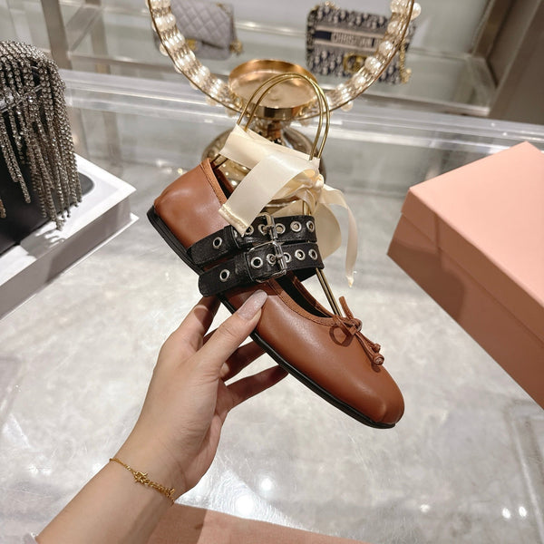 Miu 26s Ballerinas Brown Leather 679789