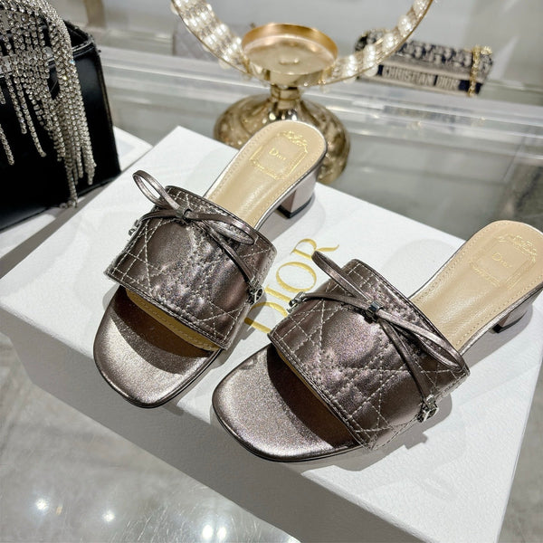 CD 26s Slippers Metallic Brown Beige Calfskin 679866
