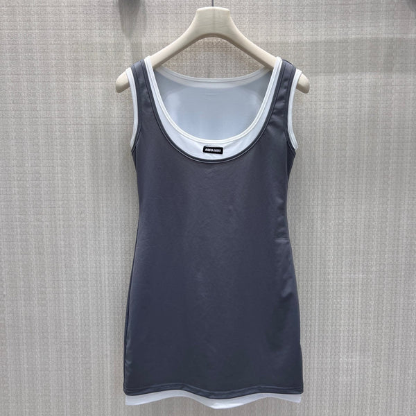 Miu Stretch Jersey Mini-Dress Steel Gray Nylon 394262