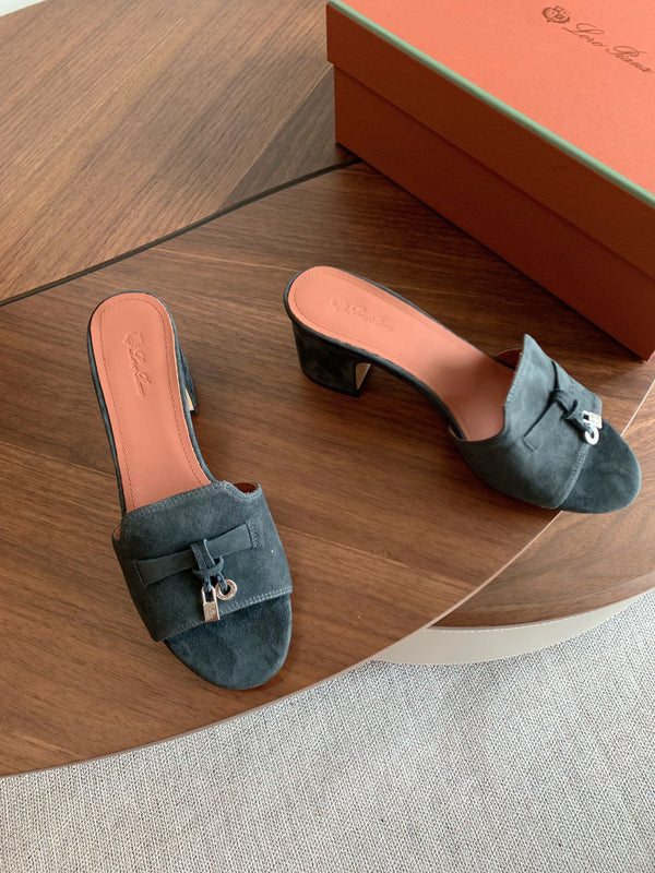 LP 26s Summer Mule Heels 60mm In Dark Grey Suede