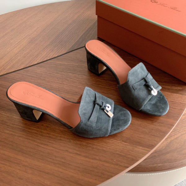 LP 26s Summer Mule Heels 60mm In Dark Grey Suede