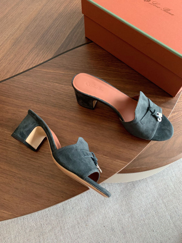 LP 26s Summer Mule Heels 60mm In Dark Grey Suede