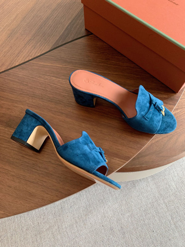 LP 26s Summer Mule Heels 60mm In Dark Blue Suede