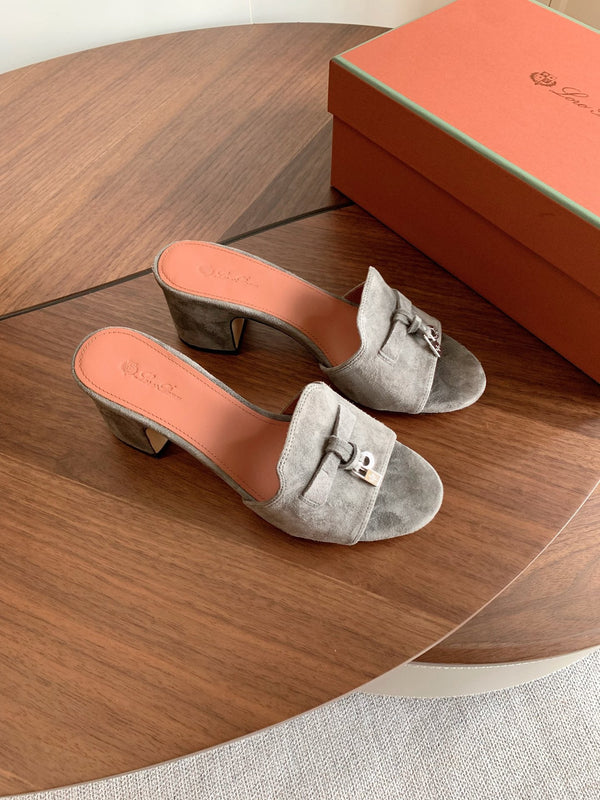 LP 26s Summer Mule Heels 60mm In Grey Suede