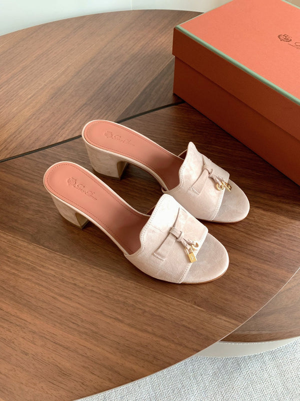 LP 26s Summer Mule Heels 60mm In Light Beige Suede