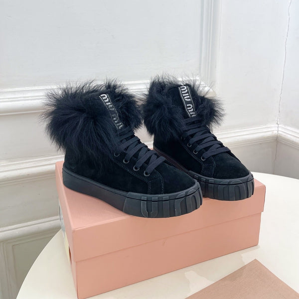 Miu Ankle Boots Black Wool