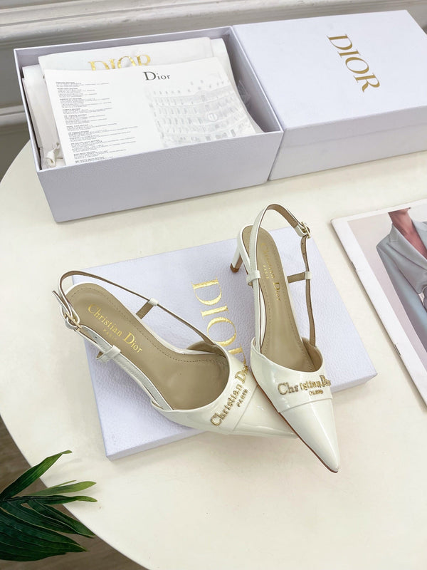CD 25 Slingback Heel White Calfskin 307432