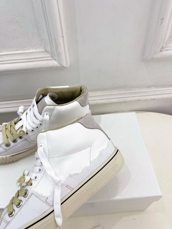 MM 26s New Evolution Mid-Top Sneakers Cream Canvas Calfskin 947483