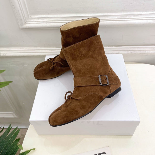 MM Tabi Ankle Boots Tan Suede 112268