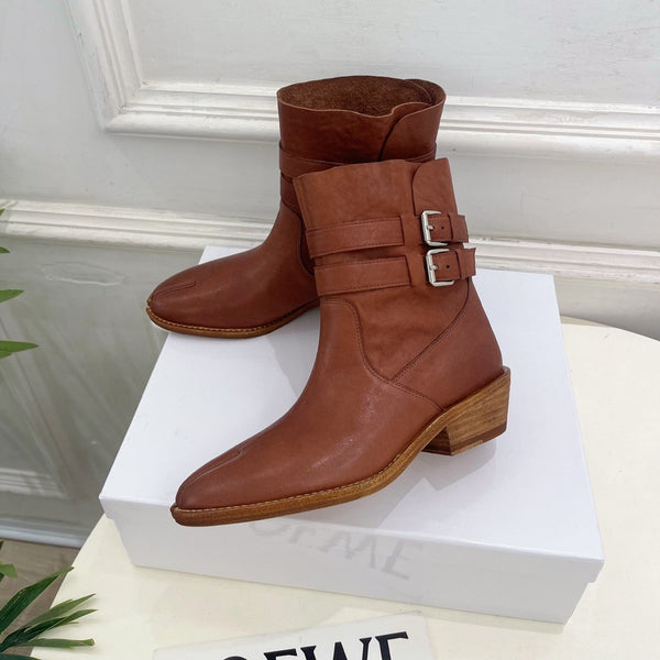 MM Tabi Ankle Boots 4cm Tan Smooth Leather 112288