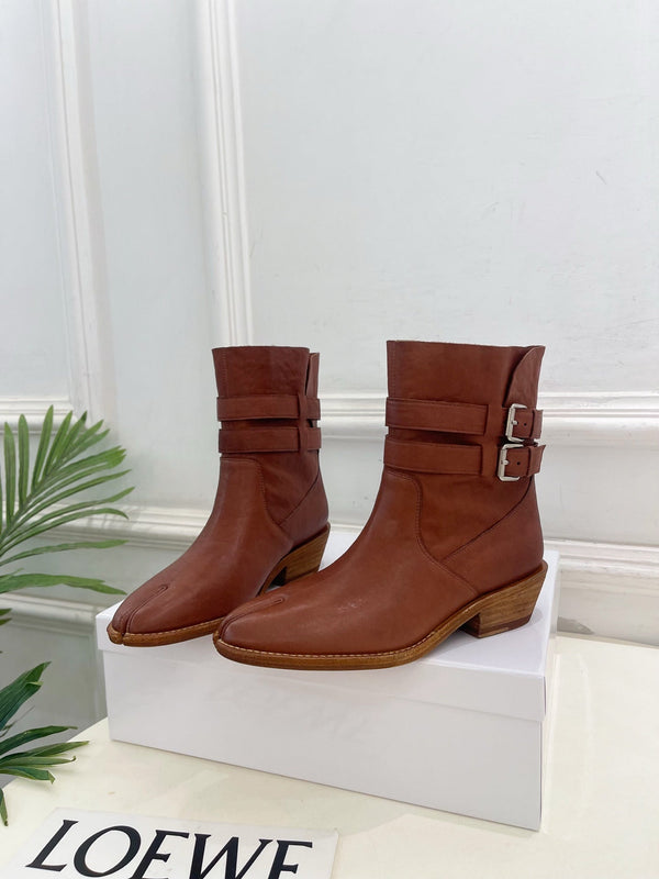 MM Tabi Ankle Boots 4cm Tan Smooth Leather 112288
