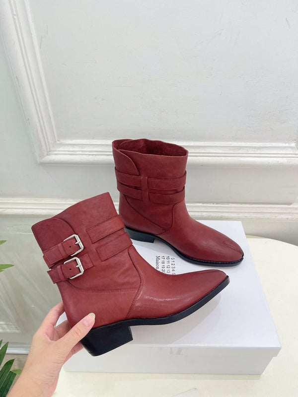 MM Tabi Ankle Boots 4cm Burgundy Smooth Leather 112289
