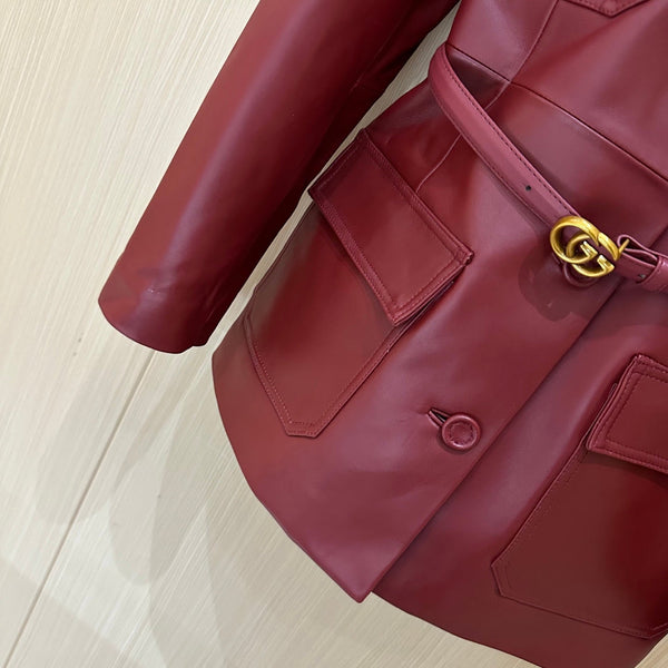 Gucci Jacket Red Leather 276984