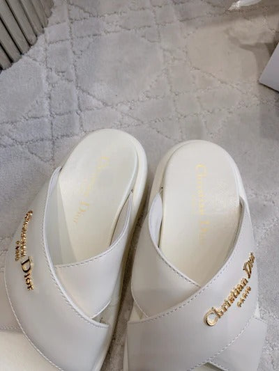 CD 26s Platform Sandals 65 White Lambskin 644288