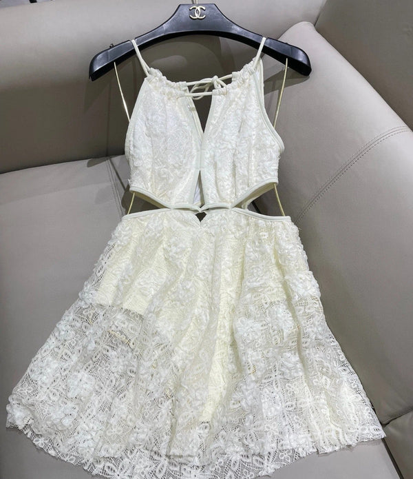 CC BIKINI SWIMSUIT SET IN WHITE LACE FABRIC 613726