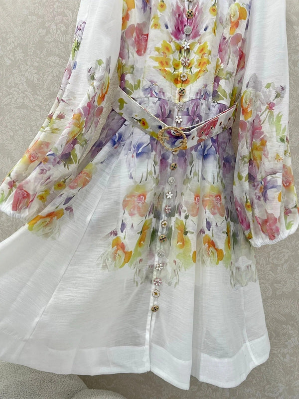 ZIMMERMANN SHORT DRESS WITH A STAND COLLAR 275119