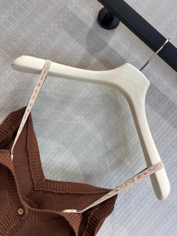 Miumiu 2026 Off-Shoulder Camisole Cardigan Caramel Cashmere 356940