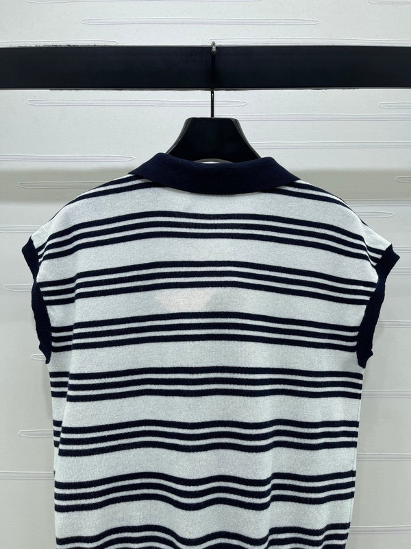 Miumiu 2026 Striped Collared Knit Vest Wool Cashmere 352445