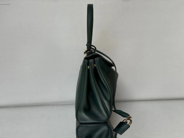Balenciaga Medium Bag 35 Dark Green Calfskin Gold Hardware