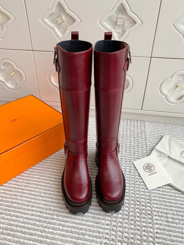 HM JAIME BOOT IN BURGUNDY RED CALFSKIN