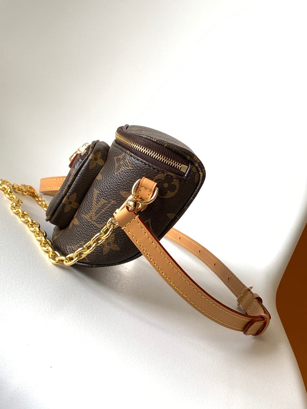 LV Mini Bumbag 17cm Brown Monogram Canvas Leather