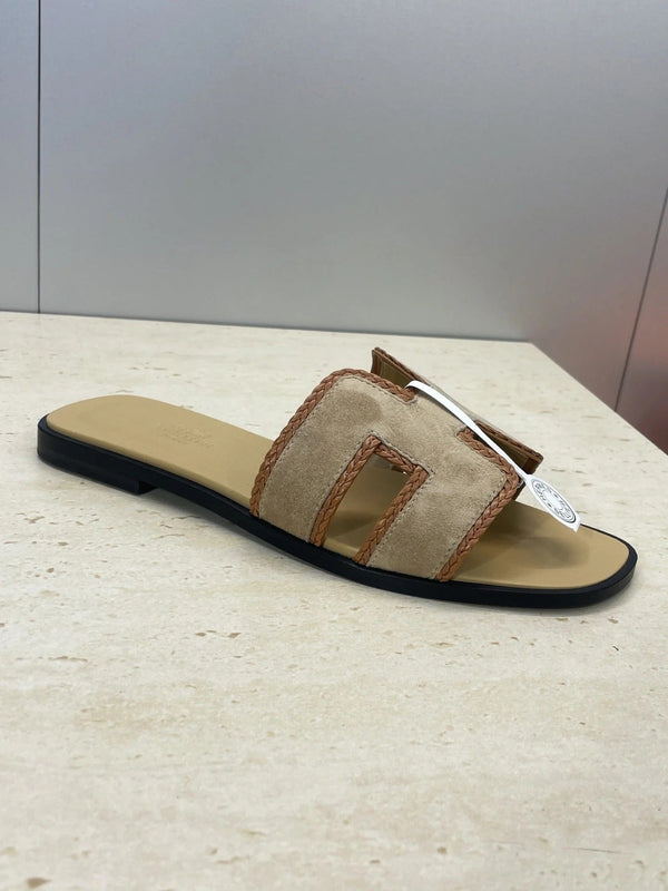 HM 26ss Oran Sandals Beige Brown Suede Calfskin 607253