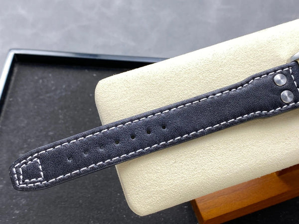 IWC Big Pilot 46mm Silver Blue Dial Steel Case Black Leather Strap