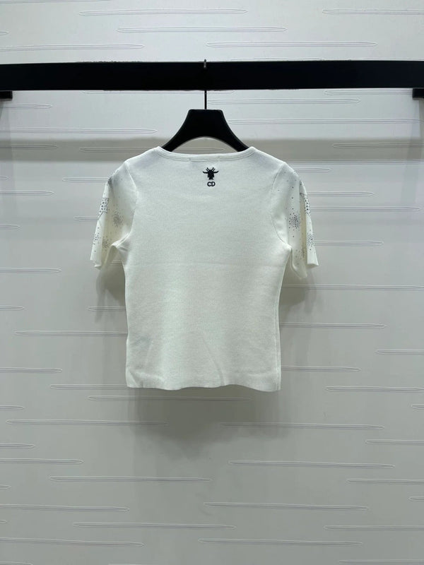 Dior 2026 Firework Neck Knit Short-Sleeve Top Wool 352601