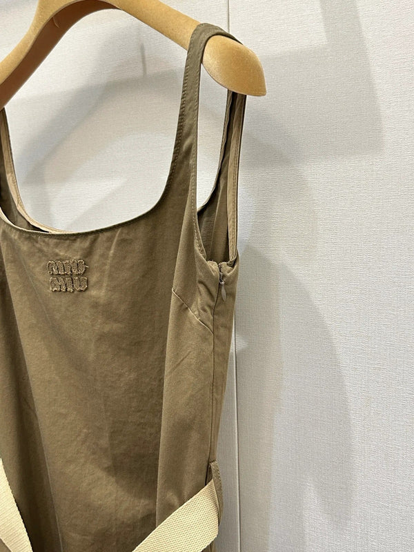 Miumiu 2026 Vest Dress Khaki Brown Cotton 136569