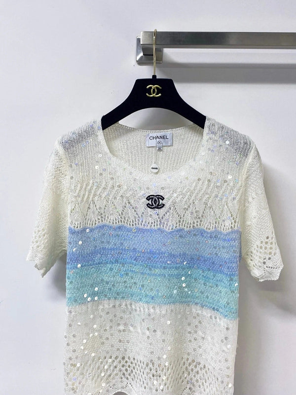CC 2026 Short-Sleeved Shirt Blue White Wool 479938