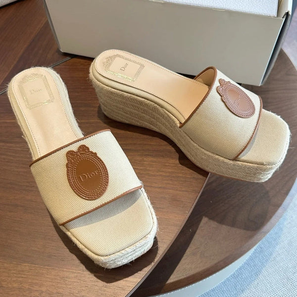 CD 26s Medaillon Wedge Sandals Slide 95mm Denim 976902