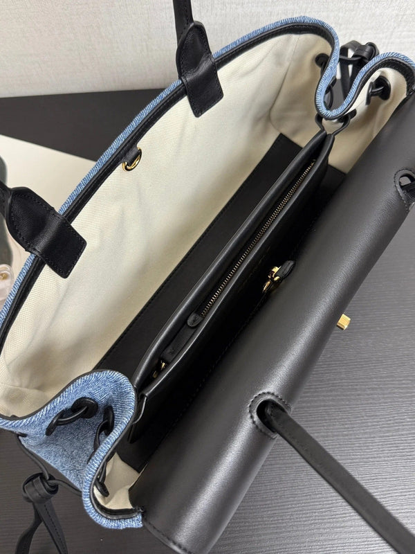 CC 2026 Shopping Bag 31cm Blue Black Denim Calfskin