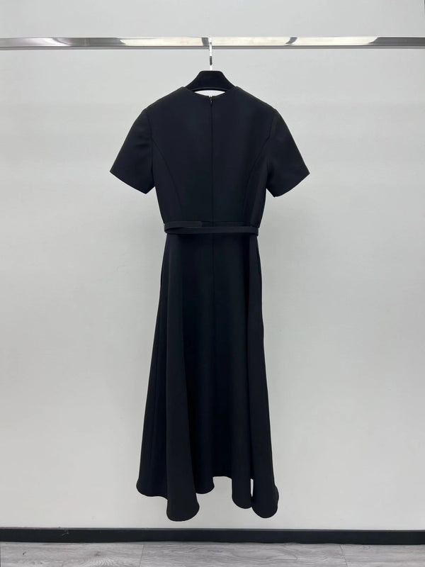 CD 2026 Bow-Embellished Belt Dress Black Polyester 445444