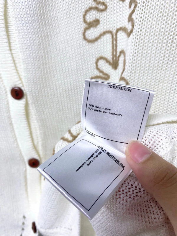 CC 2026 White Sleeveless Knit Vest Gold Embroidery Wool 416251