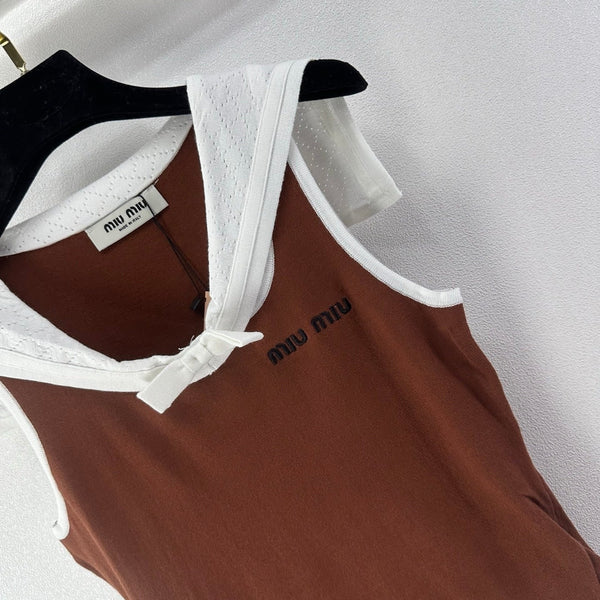 Miu 2026 Sailor Collar Bow Short-Sleeve Cotton 395594